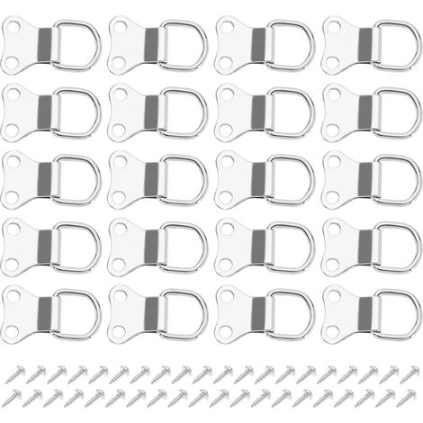 50pcs Crochet de Suspension pour Cadre Photo avec Anneau en D Cintres de Cadre Photo à Double Trou avec Vis Support Mural pour Suspension d'image Plaqué 3.5x2.2cm,Argent (1/5)