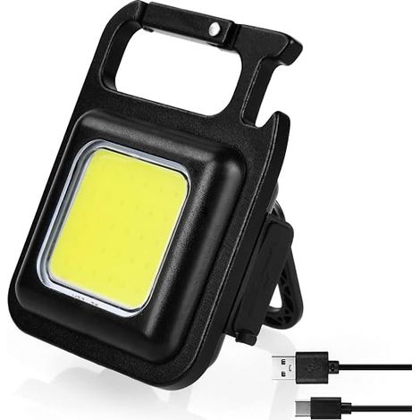 Mini linterna de trabajo portátil, linterna llavero con 7 modos, lámpara de inspección recargable e impermeable con base magnética USB de 800 lúmenes con abridor de botellas para camping/reparación/em (1/5)