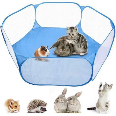 Parc Pour Animaux - Pop Up Portable 120 x 38 cm - Filet Respirant Polyester - Intérieur Extérieur - Pour Lapins Hamsters Hérissons - 1 Pièce (1/4)