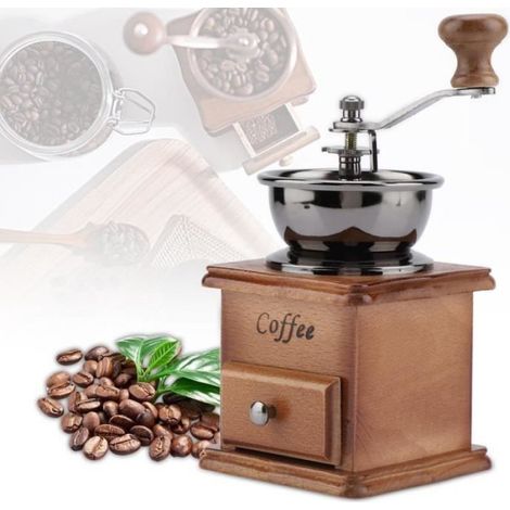 Moulin à café - Manuel Bois Hêtre Acier - Vintage Rétro Maison Bureau Décoration - 1 Pièce (1/4)
