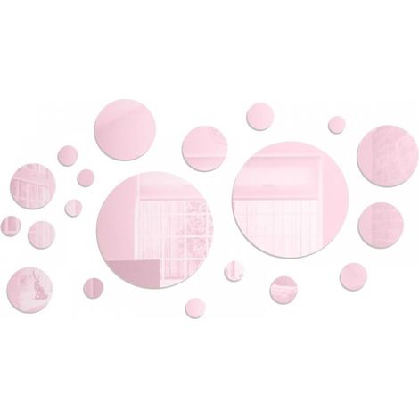Lot de 32 miroirs muraux ronds en acrylique, amovibles, pour la maison, la salle de bain, le salon, la chambre à coucher, le fond TV,or rose (1/5)