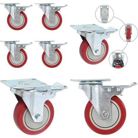 Lenkrollen mit Bremsen 4 Stk. 100 mm - Rollensatz - Lenkrollen - Möbelrollen - Doppelbremse - Industrierollen - Home & Living (1/5)