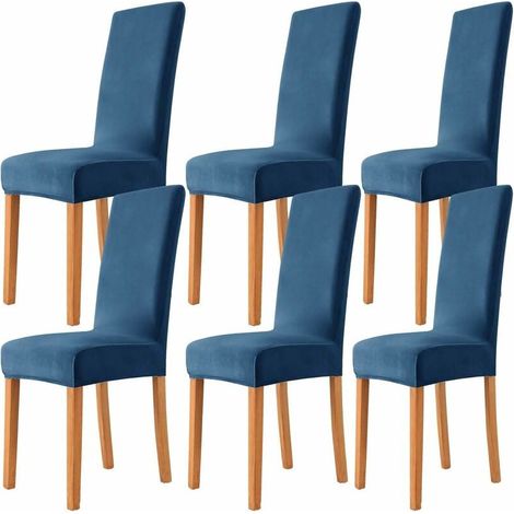 Housse De Chaise En Velours - Élastique Et Extensible - Pour Chaise À Dossier Droit Sans Accoudoirs - Lot De 1 (1/5)