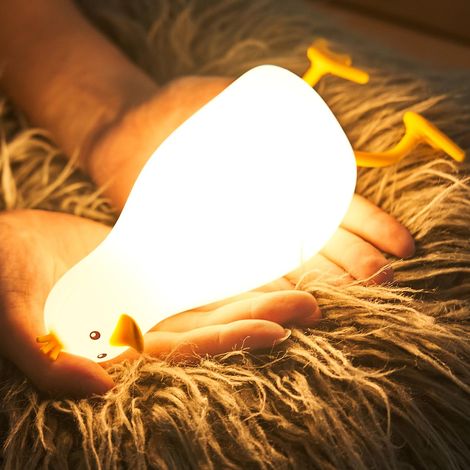 Veilleuse LED Bébé Canard en Silicone - 7 Couleurs, Rechargeable, Portable avec Minuterie - Lampe de Chevet et Déco Chambre [Classe énergétique G] (1/5)