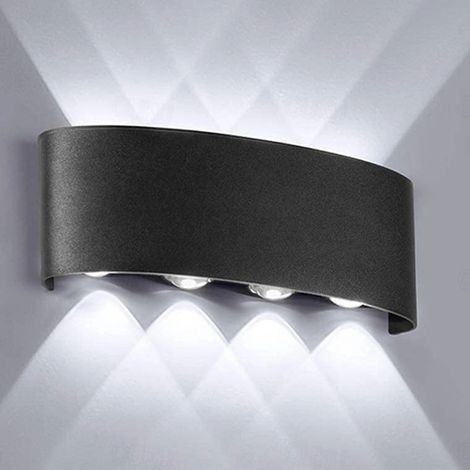 Applique murale LED pour intérieur et extérieur, lampe de jardin en aluminium 8 W, applique murale 8 LED, étanche IP65, lumière blanche 6000 K (1/5)