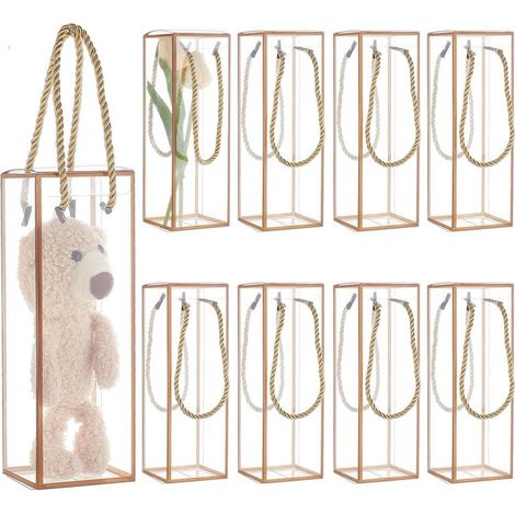 Clear plastic gift box with gold trim, clear PET gift box, candy gift box, flower gift box (1/5)