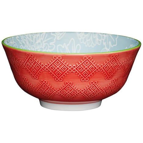 KitchenCraft 16cm Leaf Print and Terracotta Look Ceramic Bowl (1/2)