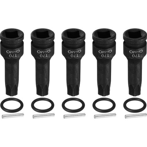 5 Pièces Douille Hexagonale À Choc, Douille Torx T70 À 6 Branches 1/2" Drive Pour Mèche À Choc En Acier CR-MO Avec Goupille Et Joint Torique (1/5)