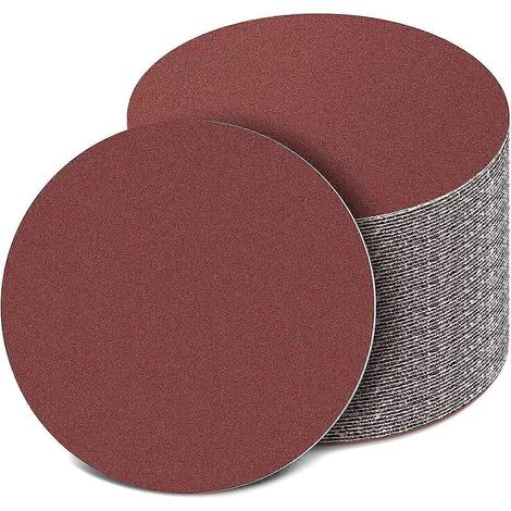 Disques de ponçage 150mm, 100 pièces patins abrasifs à boucle, lot de 6 pouces pour ponceuse orbitale excentrique, papier de verre assorti 150 mm, kit de 100 disques auto-agrippants, abrasifs pour pon (1/5)