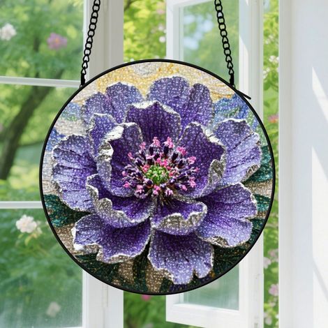 Suspension en vitrail - Attrape-soleil élégant artistique, décoration intérieure colorée, cadeau Fête des Pères pour homme, femme, papa 20 cm (1/5)