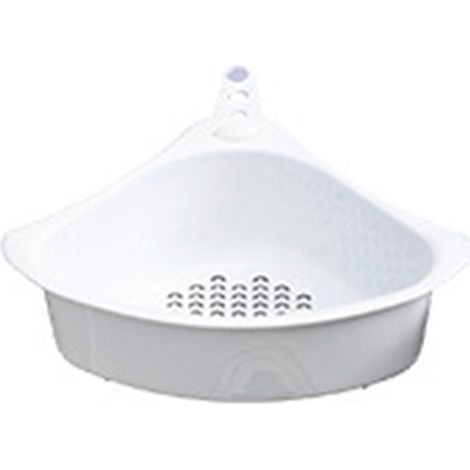 Panier de vidange triangulaire pour évier de cuisine, stable et facile à vider, en blanc