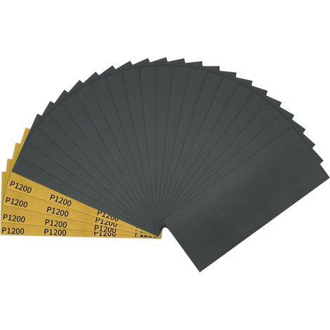 25 pièces Papier de Verre, 1200 Grain Papier Abrasif 9x3,6 pouces Papier Poncage Sec Humide Double Usage pour Bois, Carrosserie, Pierre, Peinture, Métal (1/5)