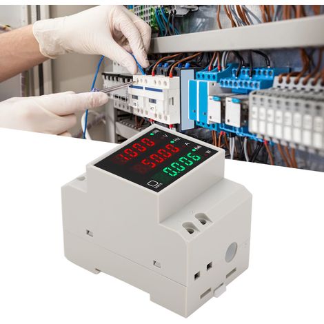 Digitales Multifunktions-DIN-Schienenmessgerät zur Messung von Spannung, Stromstärke, Frequenz, Leistung und Energieverbrauch (kWh) AC 80–300 V, 0–100 A (1/5)