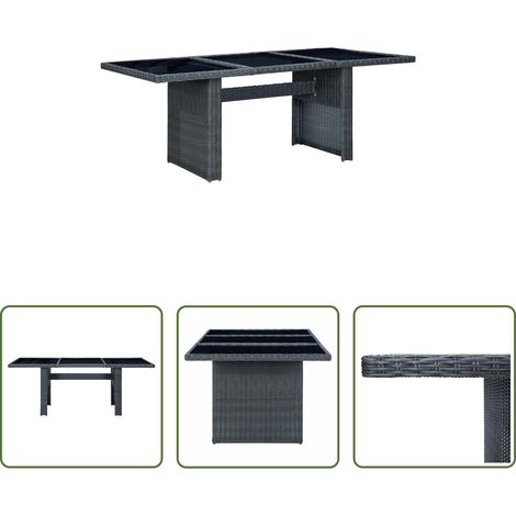 Poly Rattan - Gartentisch Dunkelgrau Poly Rattan und Hartglas (1/5)