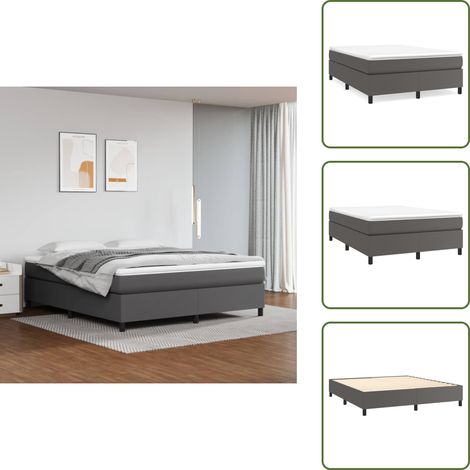 The Living Store Giroletto a Molle con Materasso Grgio 180x200 cm in Similpelle - Materasso a molle
