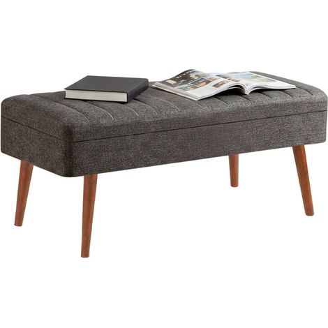 Dmora - Panca Alph, Panchina multiuso, Seduta per ospiti, Cassapanca multifunzione, 90x39h40 cm, Noce e Antracite, con imballo rinforzato, con imballo rinforzato