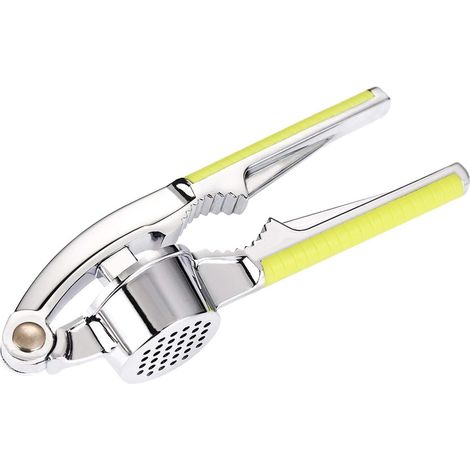 Professionelle Knoblauchpresse aus Edelstahl mit komfortablem Griff, leichtem und ergonomischem Design, einfach zu bedienen und zu reinigen. (1/5)