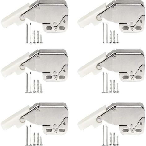 6 pièces Serrure d'armoire à Ressort, Mini Loquets Tactiles, Loqueteaux à Ressort, Mini Latch, Latch Loqueteaux, Appuyez pour Ouvrir et Fermer, avec Vis de Montage, pour Armoire de Cuisine (1/5)