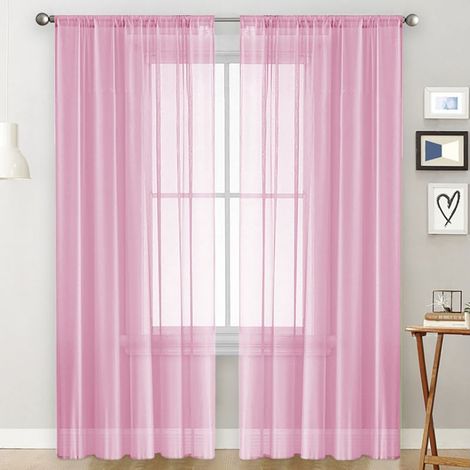Rideaux roses perforés, ensemble de deux pièces - semi-occultants - dimensions : 106 x 213 cm - conviennent au salon, à la chambre et au balcon. (1/5)