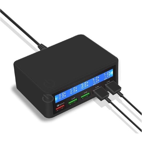 5-Port 50W Quick Charge QC3.0 USB-Ladestation, sicheres Ladegerät für mehrere Geräte mit Display