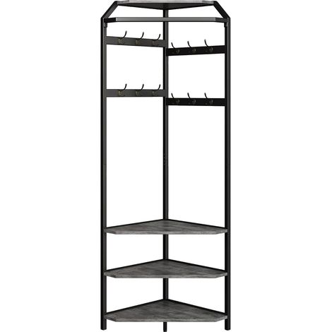 Armoire à chaussures, Design d'angle, Rangement avec banc, Gris (1/2)