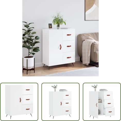 Hochglanz-Weiß - Sideboard Hochglanz-Weiß 69,5x34x90 cm Holzwerkstoff (1/5)