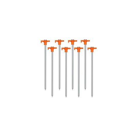 Lntyq Lot de 8 piquets de tente à visser avec filetage pour camping et extérieur - Piquets d'ancrage en acier pour tentes, bâches, auvents, camping, jardins (1/5)