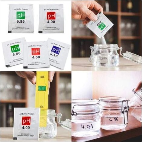 Packung mit 15 Beuteln Pufferlösung (pH 4,00/6,86/9,18) – Genauigkeit ±0,01 pH – Zur pH-Meter-Kalibrierung – Feuchtigkeitsbeständig (1/5)