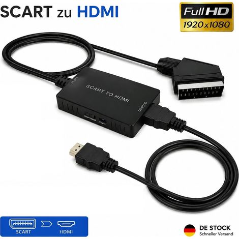 Scart zu auf HDMI Adapter Konverter Wandler HD 1080P Video/Audio Converter HD TV