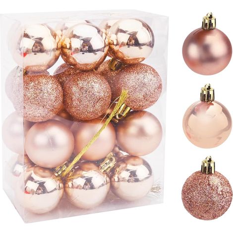 Boule de Noel,Decoration Sapin Noel,Ornements Plastique Décorations de Sapin de Nol,pour Les Fêtes de Nol,Les Mariages,Les Fêtes de Fin D'année,La Maison,Les Festivals-4 cm (Or Rose) (1/5)