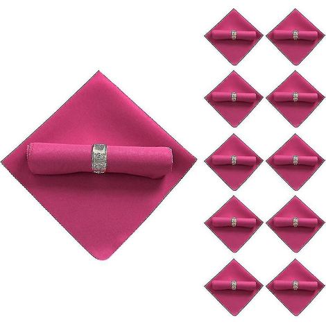Lot de 10 serviettes de table en polyester rouge 48 x 48 cm pour restaurant ou mariage. (1/3)