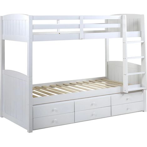 Letto a castello separabile con vani portaoggetti 90x190 cm Laccato bianco - ANCHISE (1/5)