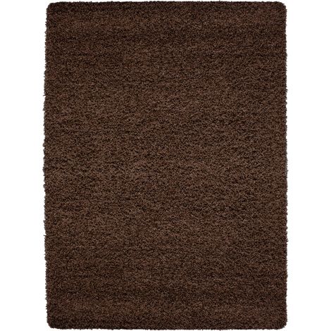 Tapis Shaggy Uni Poils Longs Tapis Salon Chambre Couloir (Marron - 240x340cm)