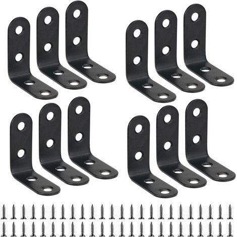 Équerre de fixation 40mm x 40mm – Acier inoxydable noir – Angle droit pour meubles et étagères – Capacité portante élevée - 40mmX40mm (1/4)