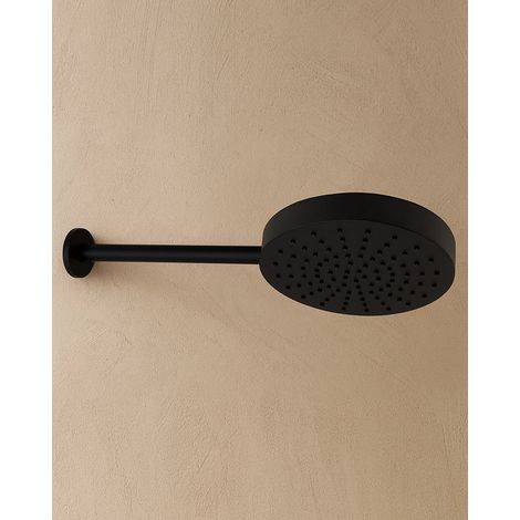 Soffione 25 cm Smart spessore 4 cm con braccio in acciaio nero opaco (1/4)