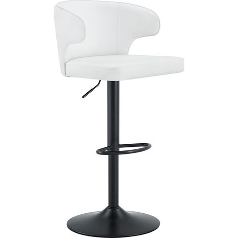 Set di 2 sgabelli da bar bianchi con schienale, altezza regolabile e base da 45 cm (1/5)