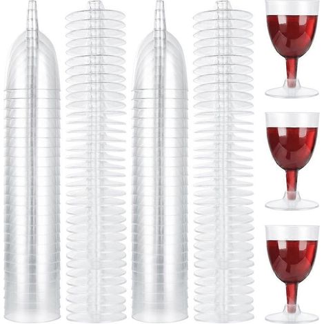 Plastique verres à vin, rouge verres à vin, transparent plastique vin tasses, réutilisable stemmed fête vin tasses (1/5)