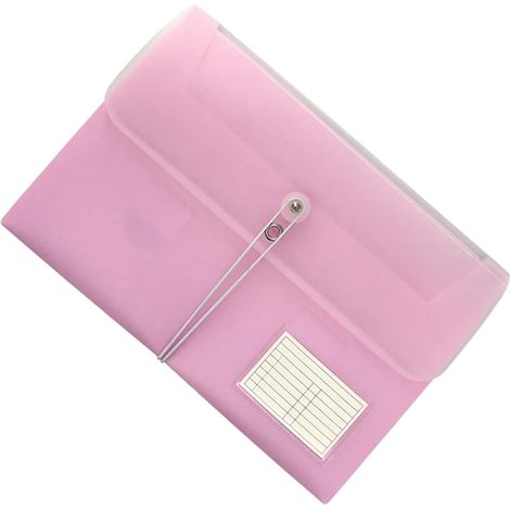 Cartella portadocumenti in plastica rosa formato A4, multistrato in PP, pieghevole. (1/5)