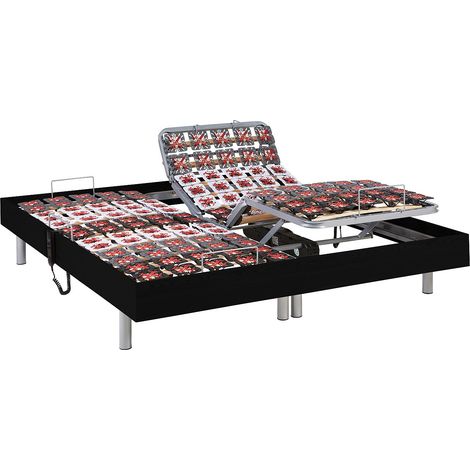 Rete relax 2x78 sospensioni deco in legno nero di DREAMEA - 2 x 90 x 200 cm - Motori OKIN