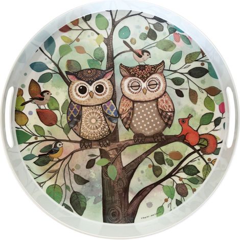 Plateau rond Couple de chouettes 38 cm (1/2)