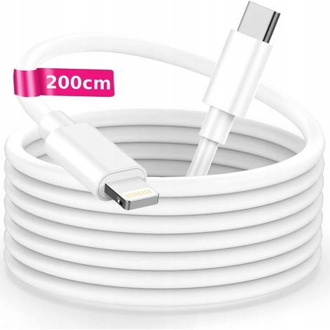 USB-C Lightning-Kabel für iPhone 11, 12, 13, 14, iPad, iPod, AirPods, PD 20W, 200cm