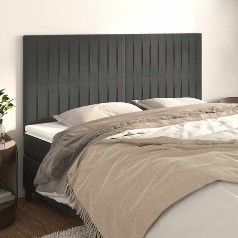 vidaXL Cabecero Terciopelo Gris Oscuro 180x5x118/128 cm (1/5)