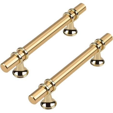 6er-Set Möbelgriffe, Küchentürgriffe, Gold-Finish – Goldene Küchengriffe, Schubladengriffe aus Zinklegierung, 128 mm Lochabstand