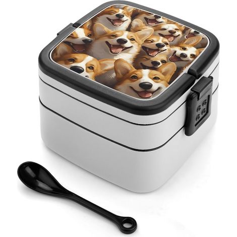 Boîte à bento 2 compartiments avec motifs de corgis mignons (1/5)