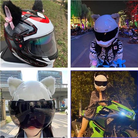 2 Pièces Oreilles de Chat pour Casque - Décoration Amusante pour Casque de Moto, Ski et Snowboard (1/2)