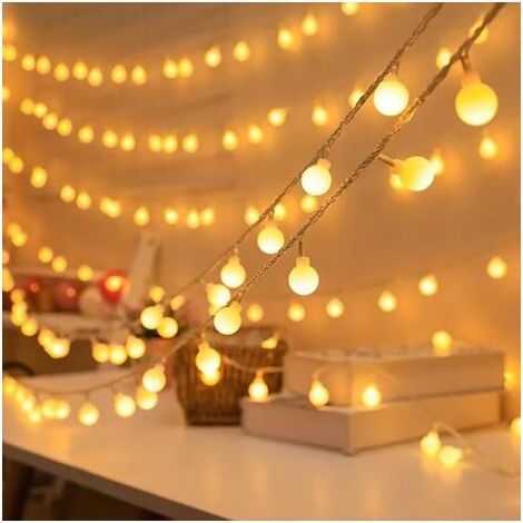 Guirlande Lumineuse Globe, 6M 40 LED à Piles Fairy Lights, 2 Modes Monochrome et Brillant Guirlande Lumineuse Intérieur, Décoration de Noël Mariage Anniversaire Fête Jardin Chambre-Blanc Chaud (1/5)