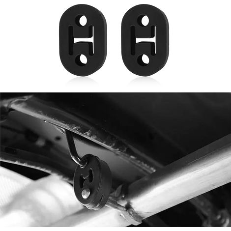 2PCS Silent Bloc Echappement à 2 Trous,Silent Bloc en Caoutchouc de Trou de 12 mm pour Voiture/Camion/SUV,Silencieux Echappement Accessoire Voiture Universel pour la Réduction du Bruit (2PCS) (1/5)