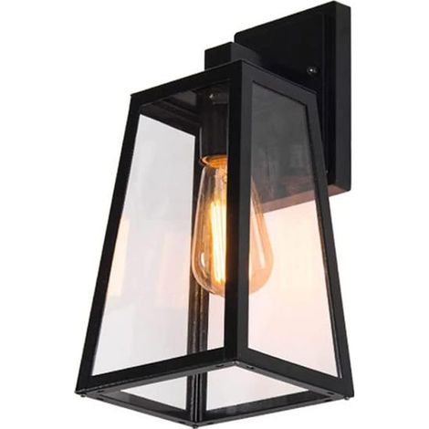 Modern black outdoor wall lamp, waterproof, with a clear glass shade. Suitable for outdoor lighting. (1/5)