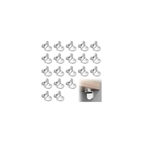 Lot de 20 supports d'étagères en forme de L pour étagères, armoires, armoires de cuisine, étagères, meubles (argenté) (1/5)