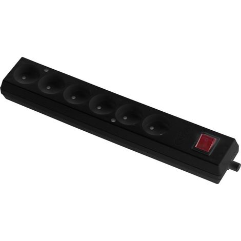 Enchufe port谩til de seis v铆as 16A 2P 250V con interruptor, negro GN-660WS